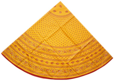 French Round Tablecloth WCoated (leave small pattern. yellow) French Round Tablecloth WCoated (leave small pattern. yellow)